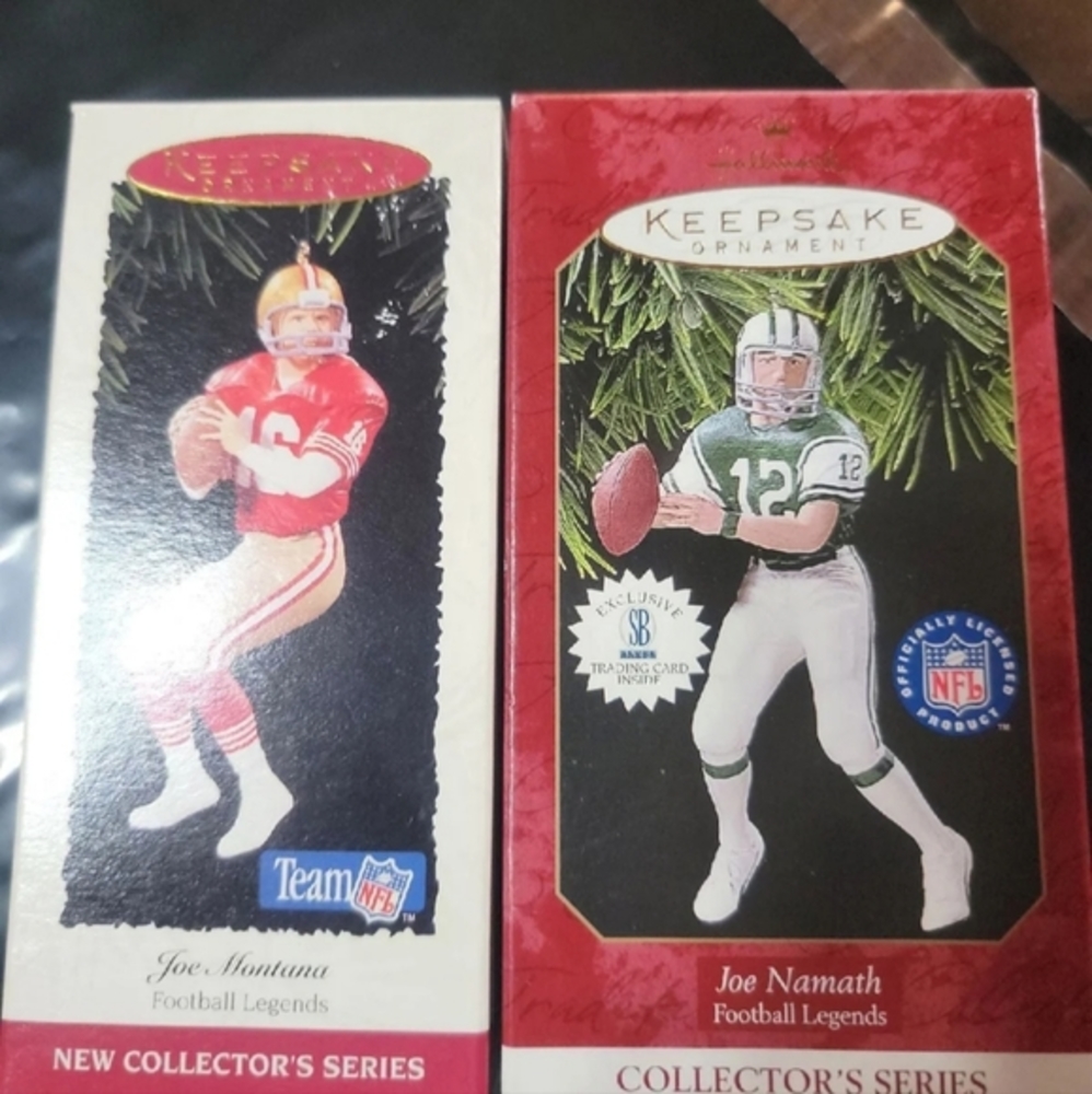 JOE MONTANA/Joe Namath Hallmark Figurine 1995 and 1997 Original Boxes